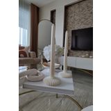 Tasarım Modern Tasarım Dekoratif 2’li Plastik Şamdan Mumluk, Beyaz Mumluk, Mumlar Dahil Değildir
