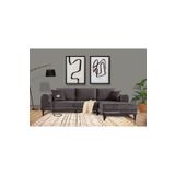 Tasarım Nero Kadife Köşe Koltuk, Koyu Gri, 250X160, Sağ Köşe