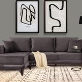Tasarım Nero Kadife Köşe Koltuk, Koyu Gri, 250X160, Sol Köşe