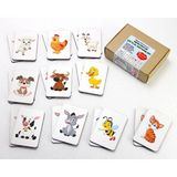 Tasarım Şeker Zeka Kartları Eşleştirme Oyunu, Çiftlik Hayvanları Hafıza Kartları, Ahşap Eğitici Puzzle Oyuncak