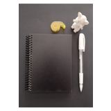 Tasarım Siyah Defter Siyah Yapraklı Spiralli Defter 11x15cm 165 Gr. 30yp. 60 Syfa Ve Beyaz Jel Kalem Ahşap Kapaklı Defter