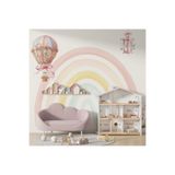 Tasarım Suluboya Efektli Büyük Gökkuşağı Pastel Tonlar Uçan Balon Tavşan Bebek & Çocuk Odası Duvar Kağıdı