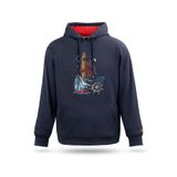Tasarım Sweatshirt Unisex Sweatshirt Deniz Feneri Ve Yelkenli Tasarım Kapşonlu Sweatshirt, Deep blue, M