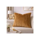 Tasarım Taba Peluş Kırlent Kılıfı 43X43 Cm Yumuşak Dokulu Dekoratif Koltuk Yastık Kılıfı
