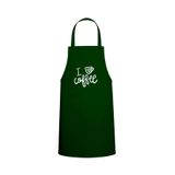 Tasarım Trend I Love Coffe Yazılı Özel Baskı Chef Mutfak Önlüğü Avcı Yeşili