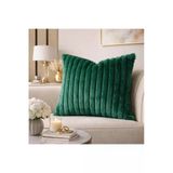 Tasarım Yeşil Peluş Kırlent Kılıfı 43x43 cm, Yumuşak Dokulu Modern Dekoratif Koltuk Yastık Kılıfı