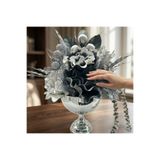 TASARIMHMODA Yapay Çiçekli Gümüş Yuvarlak Vazo No:1
