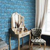 Tasarımıyla İlgi Çeken Modern Kuş Tüyü Desenli Duvar Kağıdı | TROPICANO, 9913-3, Mavi, Kağıt Taban, Vinil kaplı, Silinebilir yüzey / 1.06x15.6 m - 16.5 m², Yüksek Kalite
