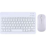 Tasarımlı Bluetooth Kablosuz Klavye ve Mouse Seti | Android, Ios ve Windows Uyumlu | Şarj Edilebilir, Taşınabilir ve Sessiz Tuşlu Set (Beyaz)