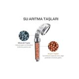 Tasarruflu Duş Başlığı | 21 Cm, Mineral ve Anyon Taşlı Su Arıtmalı Basınçlı El Duşu – Su ve Enerji Tasarrufu Sağlar - 1 lt