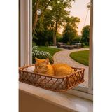 TASARYUM Kedi Köpek Cam Yatağı Vantuzlu Hamak El İşçiliği (kahverengi)