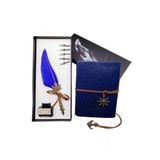 taşarzade Pusula Tasarımlı Deri Kapaklı Retro Defter Ve Mürekkepli Tüylü Kalem Divit Hokka Set Özel Vip Üretim