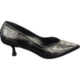 Taşçı Ayakkabı Ventes 5443072Z Kadın 5 cm Topuk Boyu Sivri Burun Kroko Stiletto Ayakkabı - Siyah