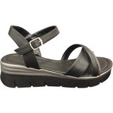 Taşçı Ayakkabı Ventes 5812004Z Kadın Günlük Taş Işlemeli 4 cm Topuk Boyu Tek Bant Sandalet - Siyah