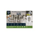 tasdemir 304 Paslanmaz Çelik Su Bardağı 5’li Set 300 ml Kırılmaz Metal Bardak Kamp Piknik Ev Kullanımı
