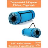 Taşıma Askılı Konfor Modeli Çift Taraflı Kaymaz Yoga Meditasyon Minderi 16mm Mavi Siyah Mat