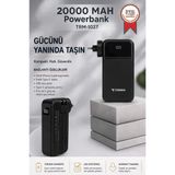 Taşınabilir 20000 Mah Type-C Lightning Hızlı Şarj Dijital Göstergeli 22,5W Powerbank Trm-1027 Siyah