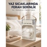 Taşınabilir 3'ü 1 Arada Mini Fan | Nemlendirici + Soğutucu + Gece Lambası Yeni - GMS3122-6039 - Çok Renkli