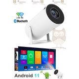 Taşınabilir 4K Ev Sineması Projektörü, Android 12, 130" Yansıtma Cihazı - 1BW-Beyaz