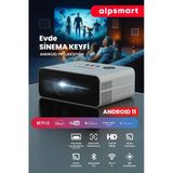 Taşınabilir Android Projeksiyon Cihazı, Wi-Fi, Bluetooth, Android 11, Beyaz Renk