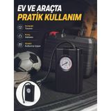 Taşınabilir Araç Hava Pompası Analog Manometreli Lastik Şişirme Pompası - Lisinya