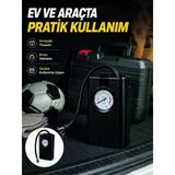 Taşınabilir Araç Hava Pompası Analog Manometreli Lastik Şişirme Pompası