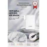 Taşınabilir Batarya 10000 Mah Type-C Hızlı Şarj Dijital Göstergeli 22,5W Powerbank Trm-1017 Beyaz