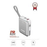 Taşınabilir Batarya 10000 Mah Type-C Lightning Hızlı Şarj Dijital Göstergeli 45W Powerbank Trm-1018 Beyaz