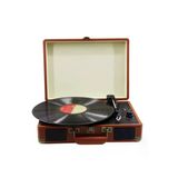 Taşınabilir Çantalı Retro Bluetooth Hoparlörlü Pikap Radyo Usb Mp3 33/45/78 Plak Çalar Kahverengi
