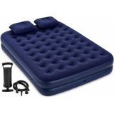 Taşınabilir Çift Kişilik Şişme Yatak + Pompa 203x152x22 Cm Kamp & Misafir Kullanımı Lacivert