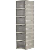 Taşınabilir Çok Amaçlı, Geniş, Katlanabilir Dolap ve Raf, Katlanır Taşınabilir Premium Portatif Organizer Ayakkabılık (25,5cm x 34,5cm x 105,5CM) (Toprak)