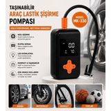 Taşınabilir Dijital Hava Kompresörü Kablosuz Lastik Şişirme Pombası LCD Ekranlı USB Şarjlı - 1 Adet