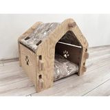 Taşınabilir Ev Tipi Kedi ve Köpek Kulübesi, Kahverengi, 50X50X50 cm