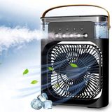 Taşınabilir Işıklı 5 Spreyli Vantilatör Buzlu Buharlı Vantilatör Mini Fan Nemlendirici - Çok Renkli