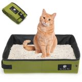 Taşınabilir Katlanabilir Kedi Kumu Kutusu - Su Geçirmez, Açık Hava Kampı, Otel Konaklamaları, Yol Gezileri için Sızdırmaz - Kediler ve Yavru Kedi Yavruları için Seyahat Temelleri (Yeşil, Large)