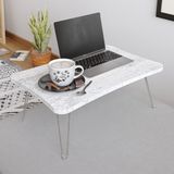 Taşınabilir Katlanır Yatak Koltuk Üstü Hasta Servis Laptop Bilgisayar Çalışma Sehpası - Kristal - Beyaz - Gri - Y: 23 cm D: 40 cm G: 60 cm