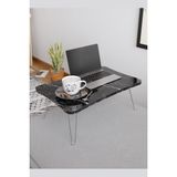 Taşınabilir Katlanır Yatak Koltuk Üstü Hasta Servis Laptop Bilgisayar Çalışma Sehpası - Siyah Mermer - Y: 23 cm D: 40 cm G: 60 cm