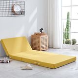 Taşınabilir Katlanır Yatak. Taşınabilir Katlanır Yatak Yatağı 200 cm Köpük Katlanabilir Futon Yer Yatağı, Konuklar için Çıkarılabilir Kılıflı, Kaymaz Alt Kahverengi, (Sarı, 90x200x5cm)