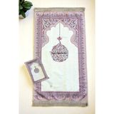 Taşınabilir Keseli Mihrap Desenli Ipek Dokulu Kadife Seccade Fuşya - 65 x 115 cm