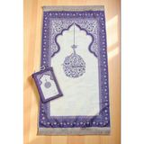 Taşınabilir Keseli Mihrap Desenli Ipek Dokulu Kadife Seccade Mor - 65 x 115 cm