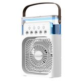 Taşınabilir Masaüstü Su Buharlı Fan 600 mL Su ve Buz Hazneli Buhar Püskürtmeli Vantilatör 5 Delikli Işıklı Yeni Nesil Fan Klima Tarzı Püskürtme usb Hava Soğutucu