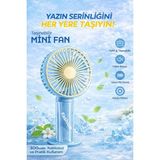 Taşınabilir Mini Fan 300MAH Kablosuz Sessiz Güçlü Motor Yaz Için Serinlik Sağlar 3 Kademeli Serinlik - Mavi