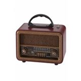 Taşınabilir Nostaljik Fm Radyo Bluetooth Tf Kart Usb Destekli Ahşap Kasa Radyo - Koyu Ahşap