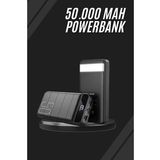 Taşınabilir Powerbank 50.000 Mah 4 Girişli Hızlı Şarj Led Göstergeli Fenerli Şarj