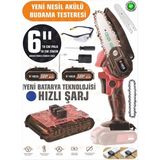 Taşınabilir Red 10 cm 4'' Bahçe Ev Palet Ağaç Dalları Portatif 58VF 5AH Akülü Zinciri Budama Testere