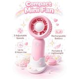 Taşınabilir Şarjlı 3 Kademeli Mini El Fanı,masa Fanı Güçlü Vantilatör Pervane 15 cm - Pembe
