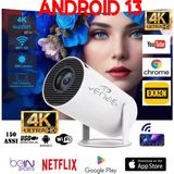 Taşınabilir Sesli Sinema Projeksiyonu Android 13 İşlemcili 4K Destekli Ev ve Ofis Kullanımı İçin - Ahşap Bej - Siyah