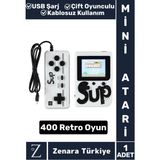 Taşınabilir USB Şarjlı Çift Oyunculu Mario Street Fighter Nostalji Retro 400 Oyunlu Mini Atari - Beyaz