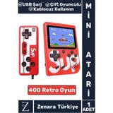 Taşınabilir USB Şarjlı Çift Oyunculu Mario Street Fighter Nostalji Retro 400 Oyunlu Mini El Atarisi - Kırmızı