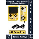 Taşınabilir USB Şarjlı Çift Oyunculu Mario Street Fighter Nostalji Retro 400 Oyunlu Mini El Atarisi - Sarı